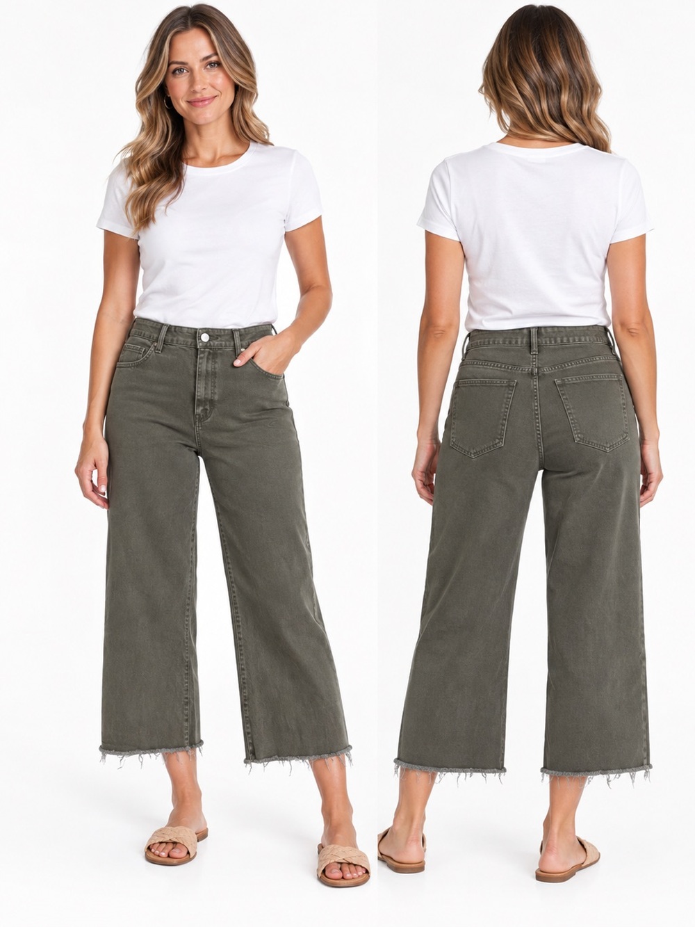 Universal Thread jeans Sailor Wide Leg Olive green size 4